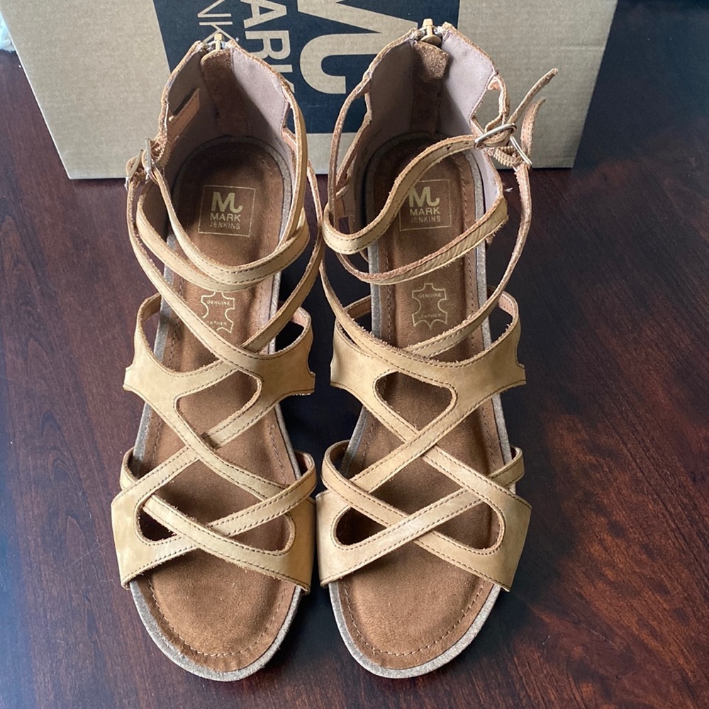 Mark Jenkins Marquis Tan Nubuck Leather Sandals